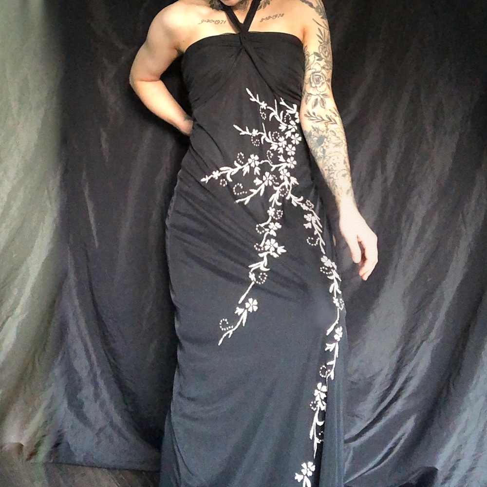 vampy y2k / 90s vintage style size medium black maxi trixxi dress
